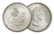 Продам монету Bermuda 1959 1 Crown Silver BU